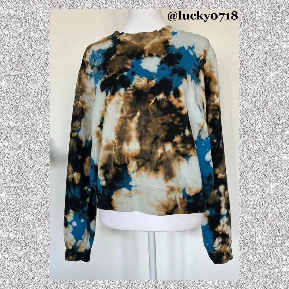 Cotton Citizen EUC Milan Crew Mock Neck Sweatshirt in Electric Current Sz S - Picture 2 of 7